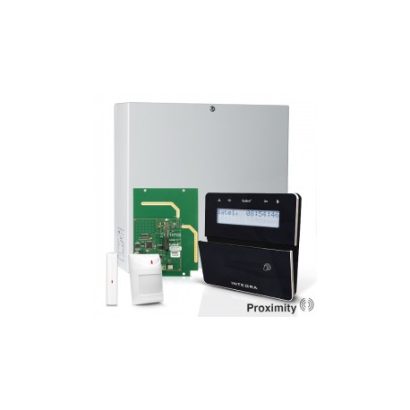 INTEGRA 32 RF pack, zwart INT-KLFR proximity LCD bediendeel, IP module, RF module, draadloos magneetcontact en PIR