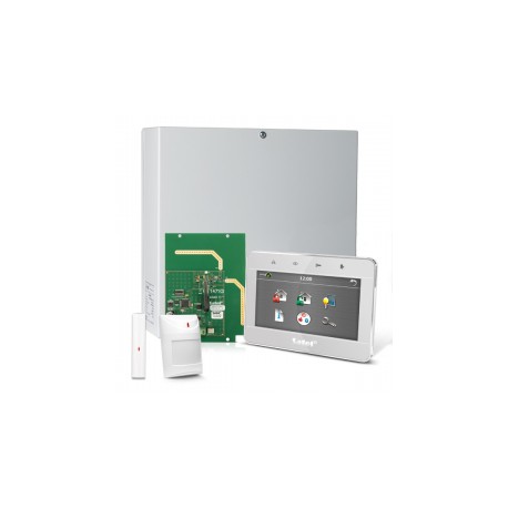 INTEGRA 32 RF pack met zilver INT-TSG 4.3" touchscreen bediendeel, RF module, draadloos magneetcontact en bewegingsmelder