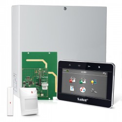 INTEGRA 32 RF pack, zwart INT-TSG 4.3" touchscreen bediendeel, IP module, RF module, draadloos magneetcontact en PIR