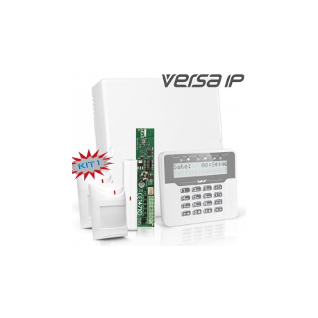 VERSA IP RF pack met wit LCD bediendeel, RF module, draadloos magneetcontact en 2x bewegingsmelder