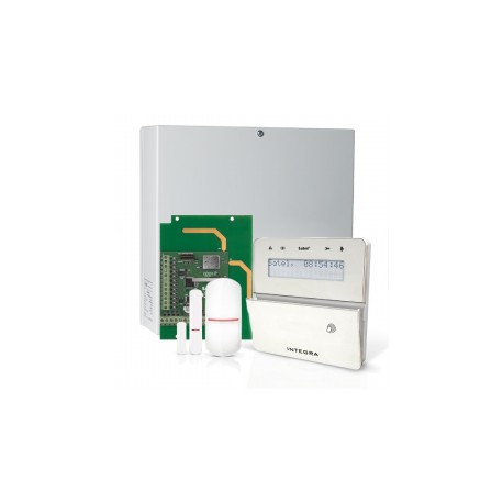 INTEGRA 32 RF pack met zilver INT-KLFR proximity LCD bediendeel, RF module, draadloze multifunctionele detector en PIR