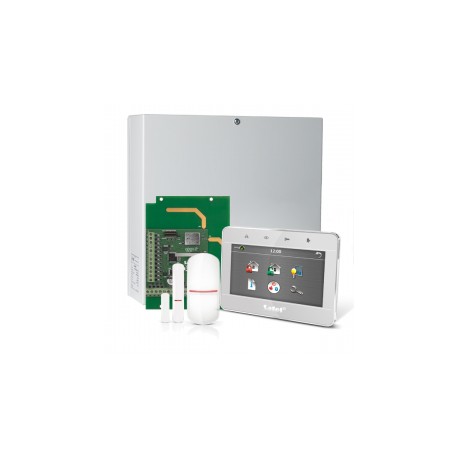 INTEGRA 32 RF pack met zilver INT-TSG 4.3" touchscreen bediendeel, RF module, draadloze multifunctionele detector en PIR