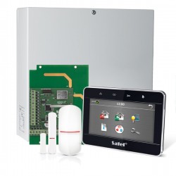 INTEGRA 32 RF pack met zwart INT-TSG 4.3" touchscreen bediendeel, IP module, RF module, draadloze  detector en PIR