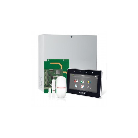 INTEGRA 32 RF pack met zwart INT-TSG 4.3" touchscreen bediendeel, IP module, RF module, draadloze  detector en PIR