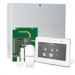 INTEGRA 32 RF pack met wit INT-TSG 4.3" touchscreen bediendeel, RF module, draadloze multifunctionele detector en PIR