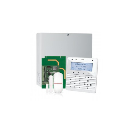 INTEGRA 32 RF pack met zilver INT-KSG soft touch LCD bediendeel, IP module, RF module, draadloze  detector en PIR