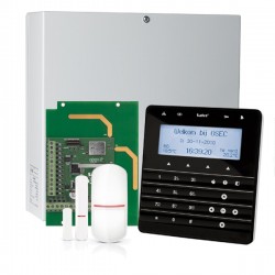 INTEGRA 32 RF pack met zwart INT-KSG soft touch LCD bediendeel, RF module, draadloze multifunctionele detector en PIR