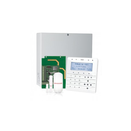 INTEGRA 32 RF pack met wit INT-KSG soft touch LCD bediendeel, RF module, draadloze multifunctionele detector en PIR